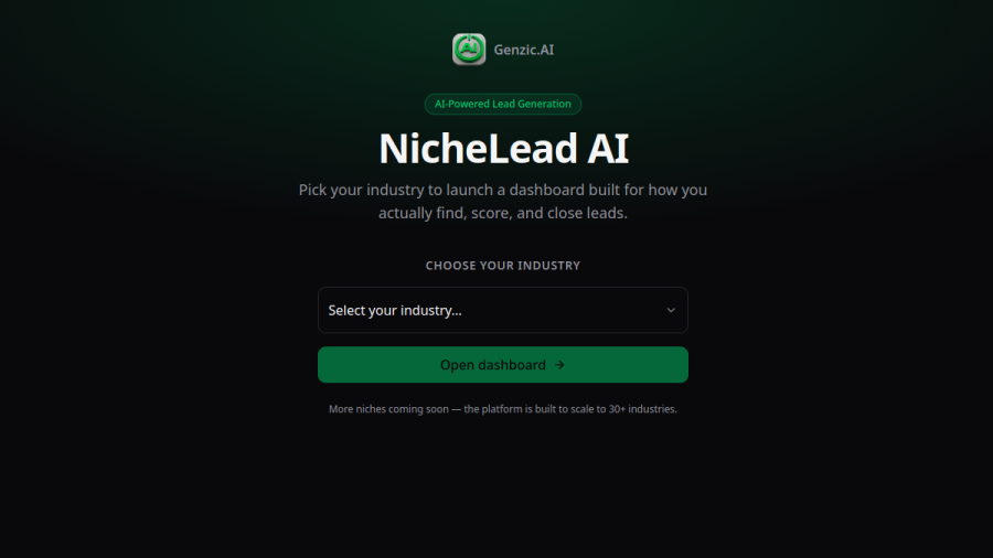NicheLead AI live preview screenshot