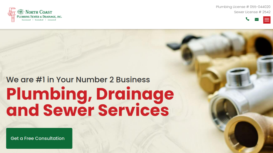 Screenshot of the North Coast Sewer and Drainage website
