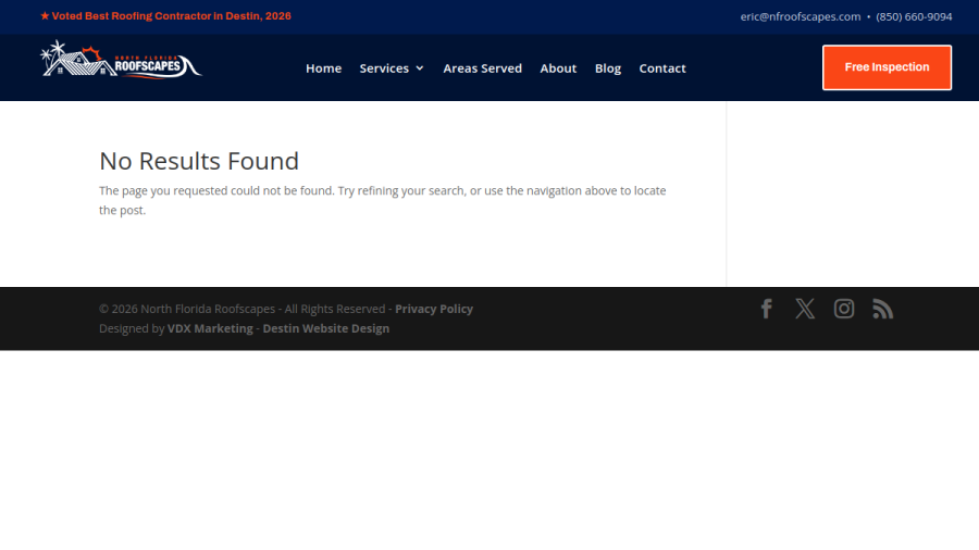 Screenshot of North Florida Roofscapes website