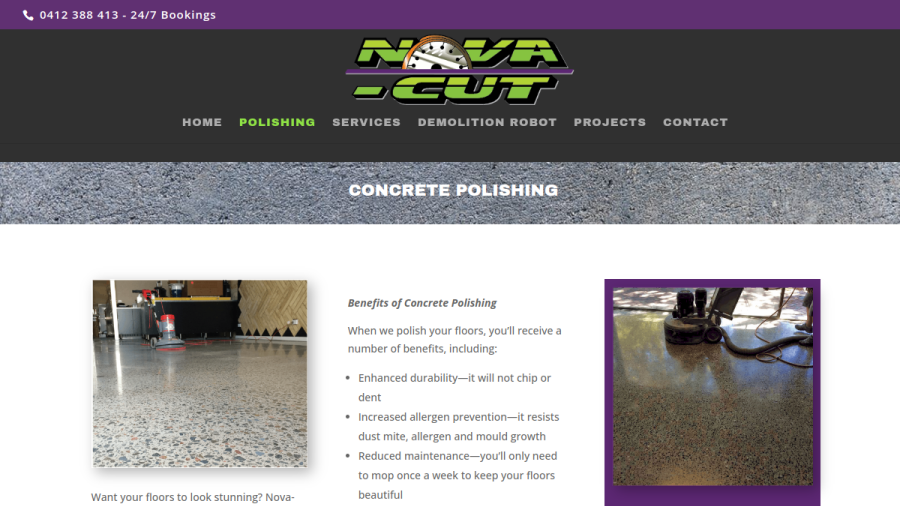 Nova-Cut Concrete Sawing Pty Ltd website