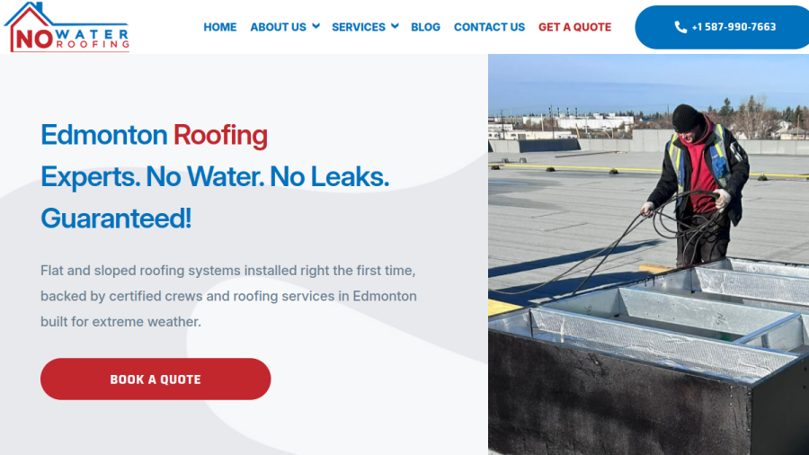 No Water Roofing website screenshot