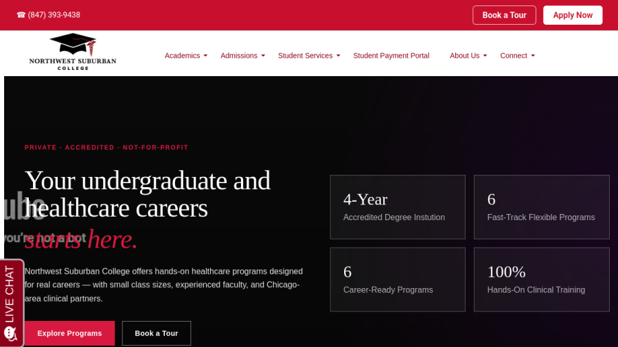 Screenshot of the Northwest Suburban College website