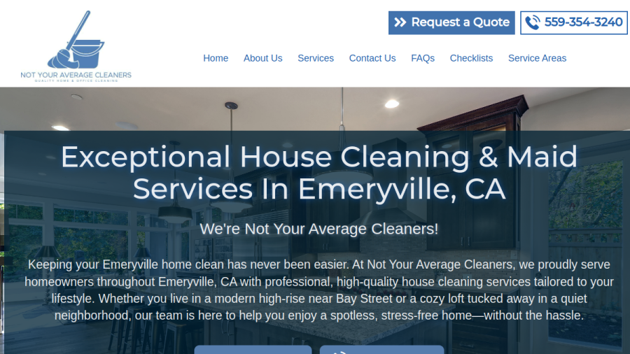 Screenshot of the Not Your Average Cleaners website