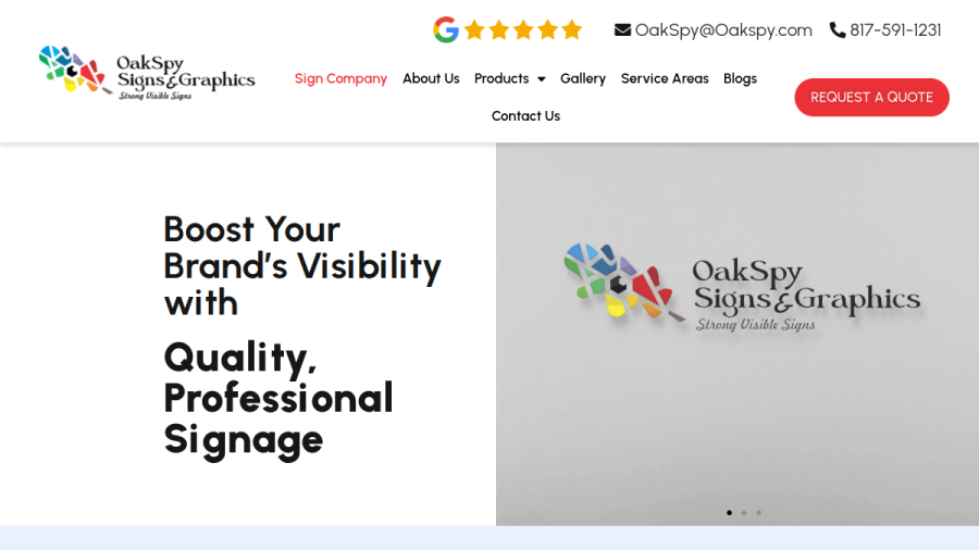 Screenshot of the OakSpy Signs & Graphics website