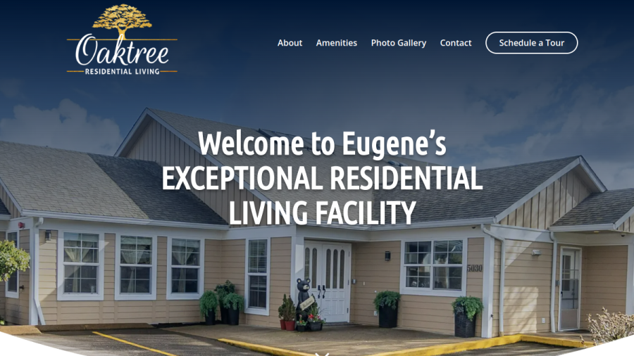 Screenshot of the Oaktree Residential Living website