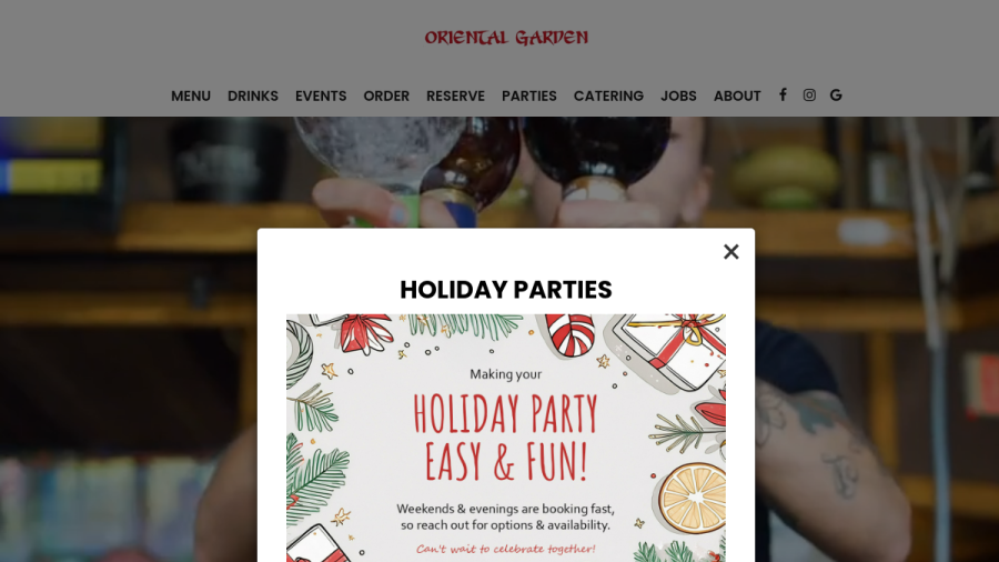 Screenshot of the Oriental Garden website