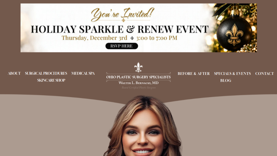 Screenshot of the Ohio Plastic Surgery Specialists website
