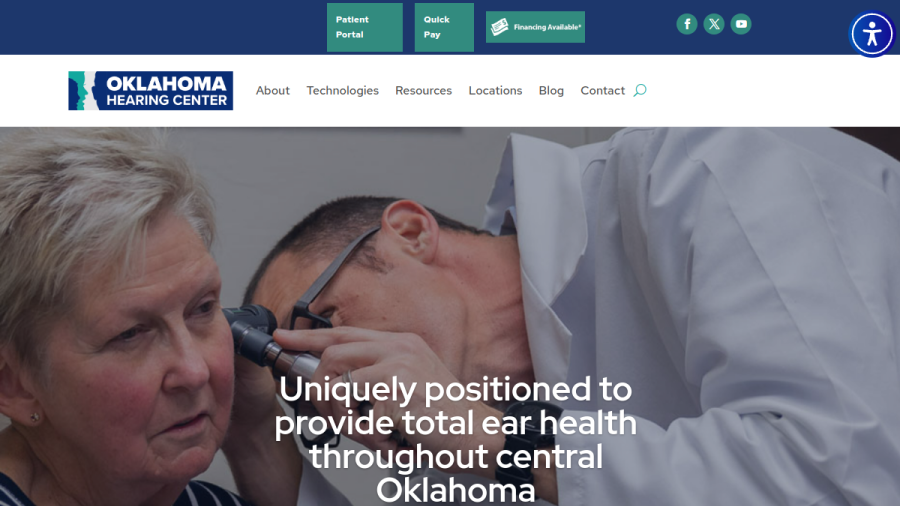Screenshot of the Oklahoma Hearing Center - Edgewater Office website