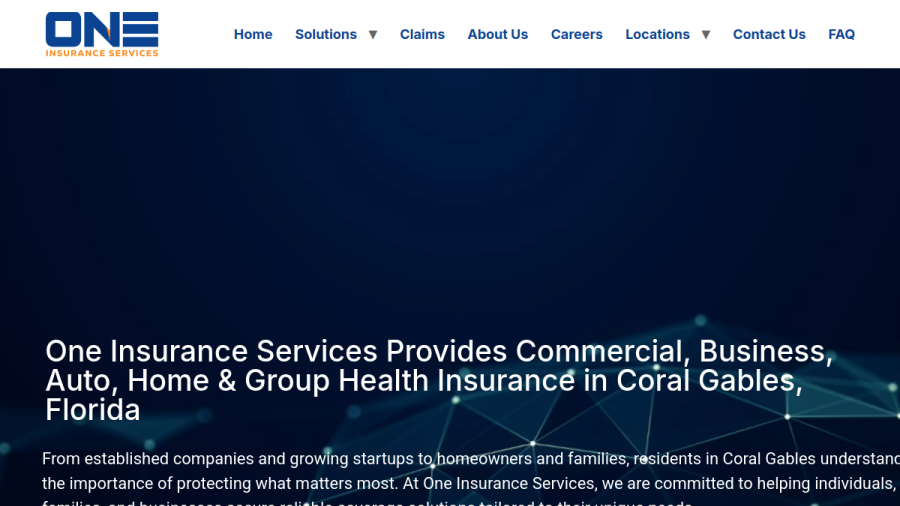 One Insurance Services, LLC. website screenshot