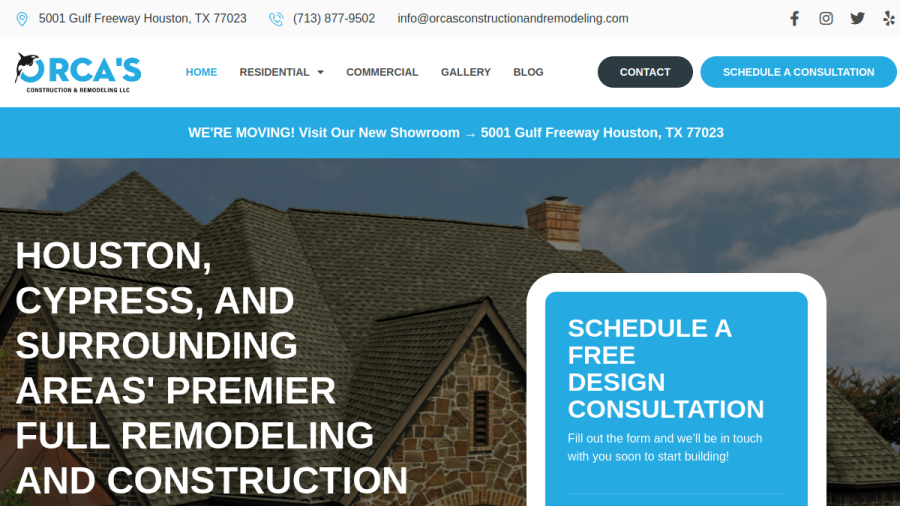Orca's Construction & Remodeling website
