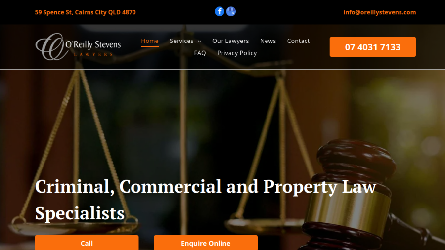 Screenshot of the O'Reilly Stevens Lawyers website