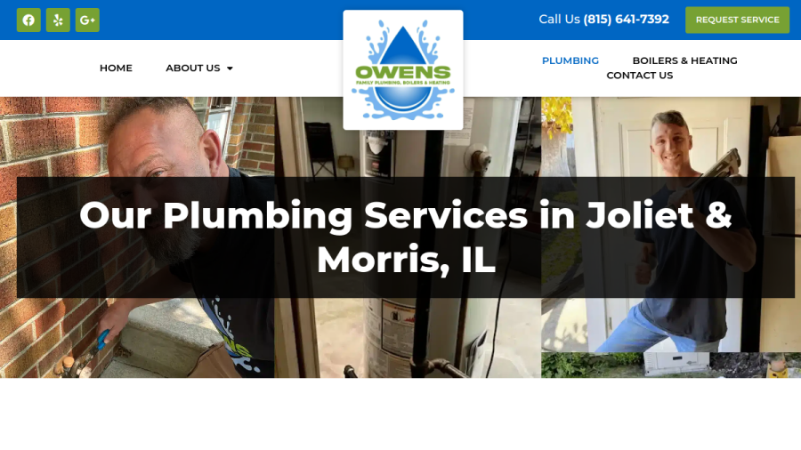 Screenshot of the Owens Family Plumbing, Boilers & Heating website