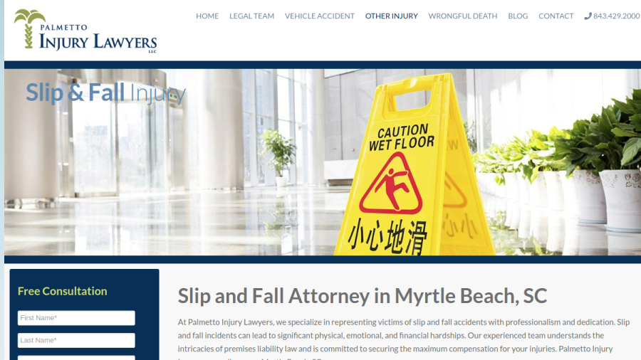 Screenshot of the Palmetto Injury Lawyers website