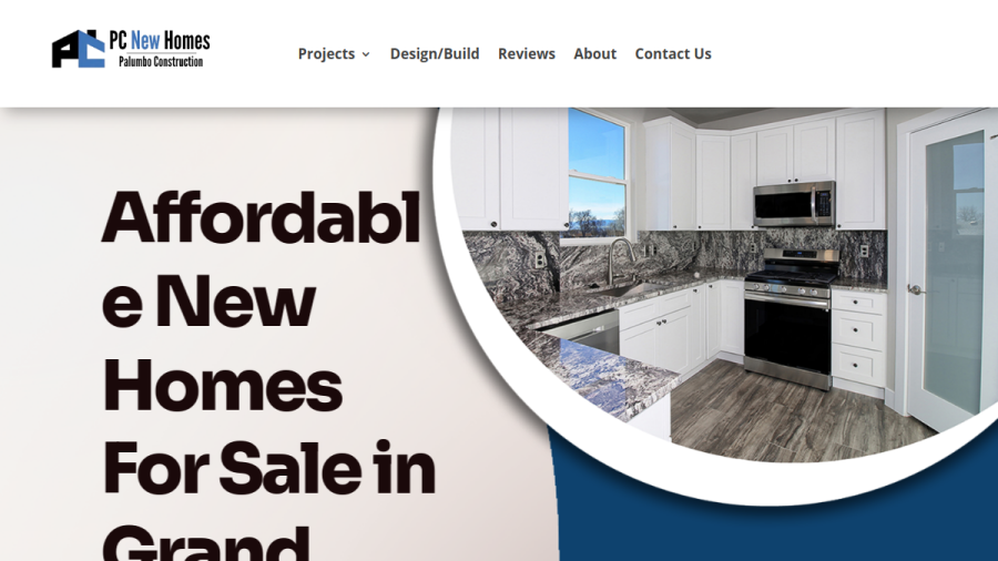 Screenshot of the PC New Homes website