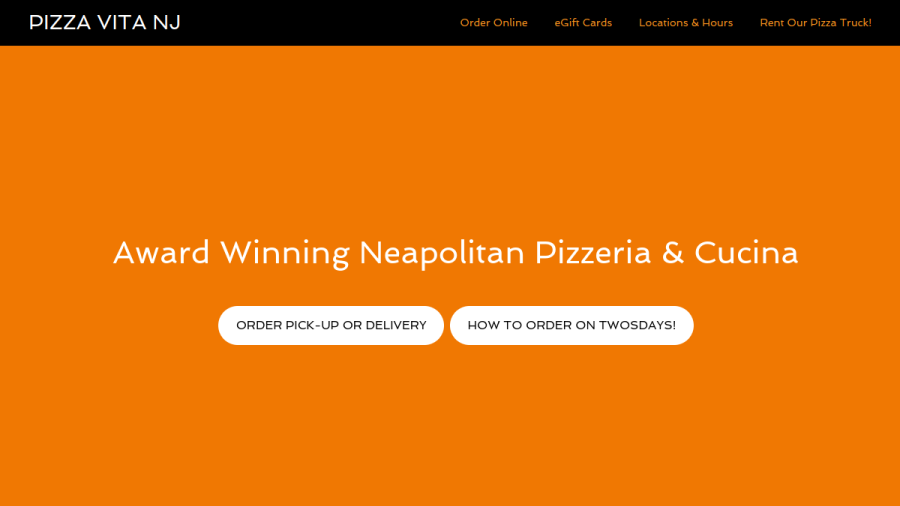 Screenshot of the Pizza Vita website