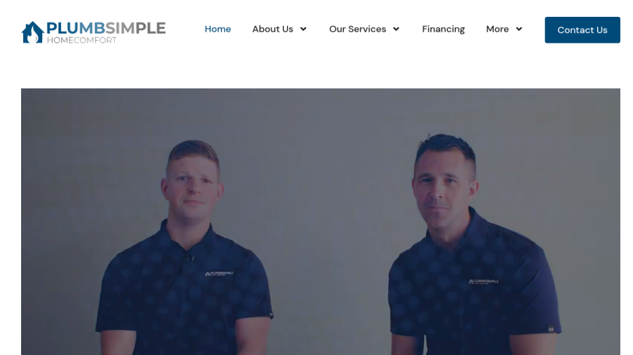 Screenshot of Plumb Simple Home Comfort website