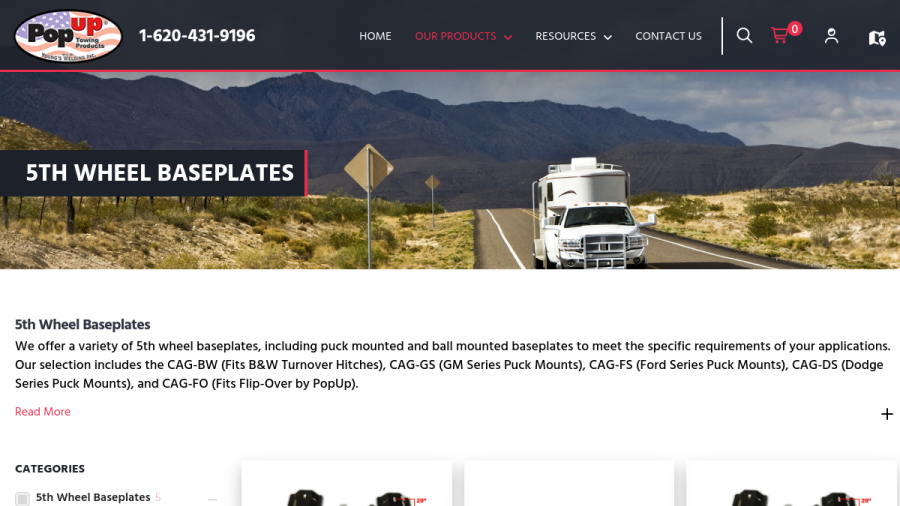 PopUp Towing Products website