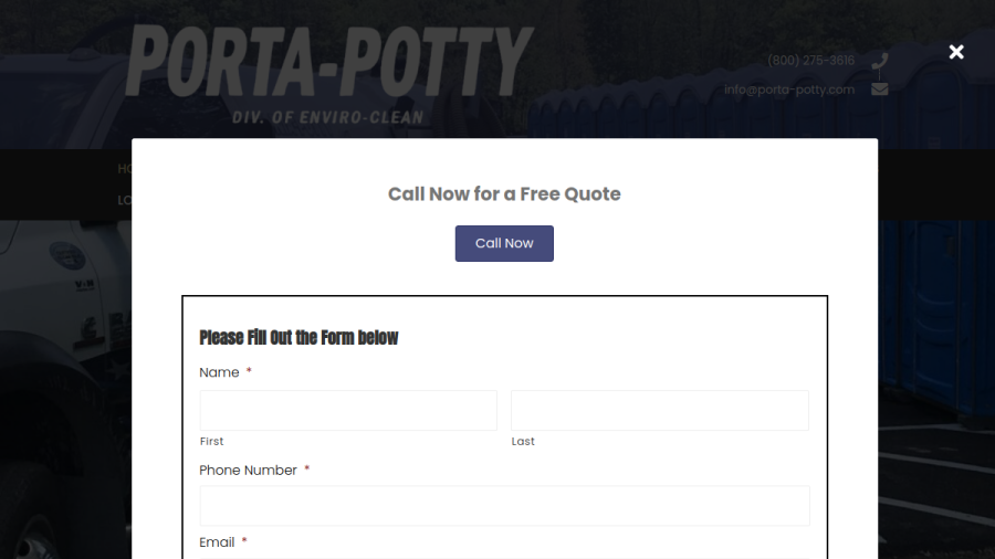 Screenshot of the Enviro-Clean website