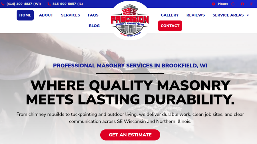 Precision Chimney & Masonry Repair website