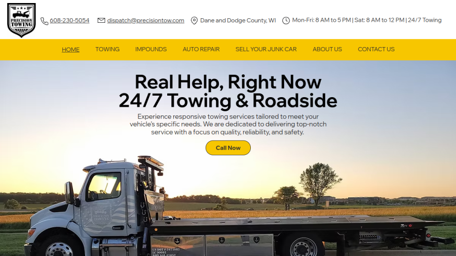 Precision Towing & Recovery website