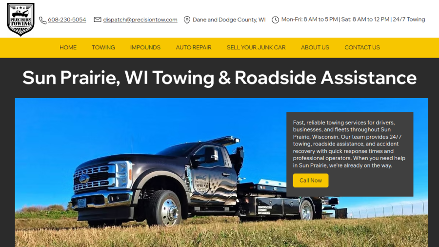 Precision Towing & Recovery website
