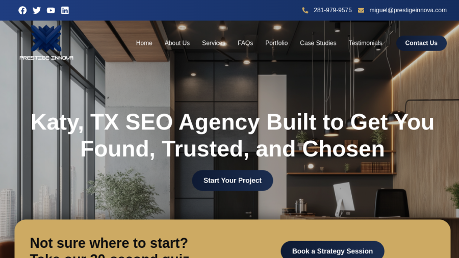 Screenshot of the Prestige Innova website