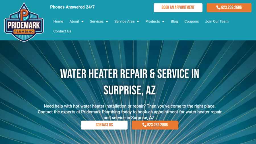 Water Heater Services Surprise AZ website
