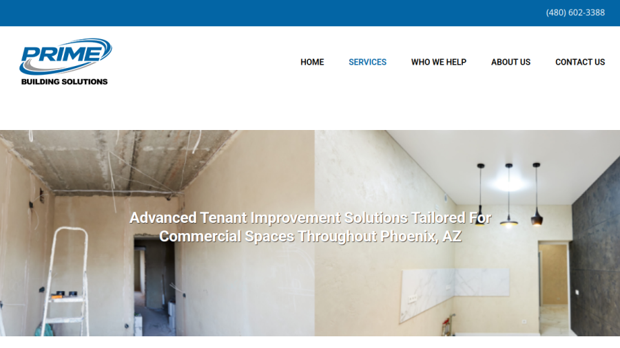 Screenshot of the Prime Builders website