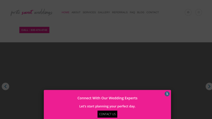 Screenshot of the Priti Sweet Weddings website