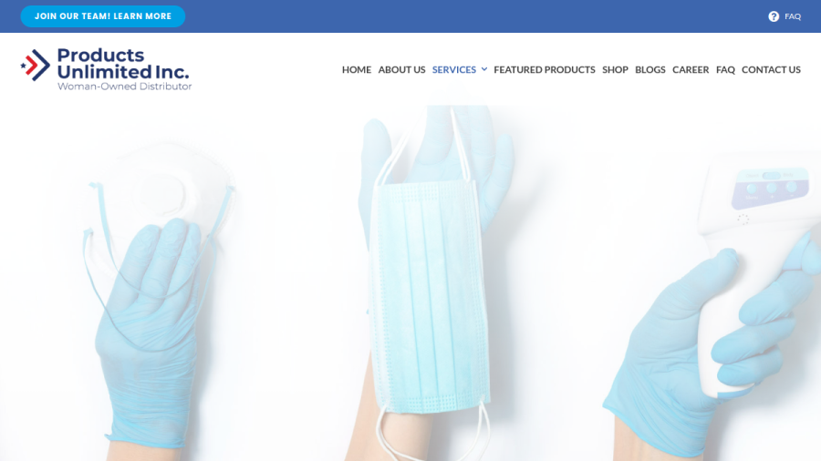Screenshot of the Products Unlimited, Inc. website