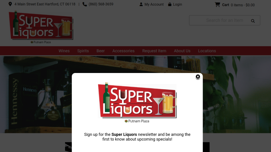 Screenshot of the Putnam Plaza Super Liquors website