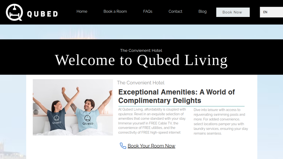 Screenshot of the Qubed Living website