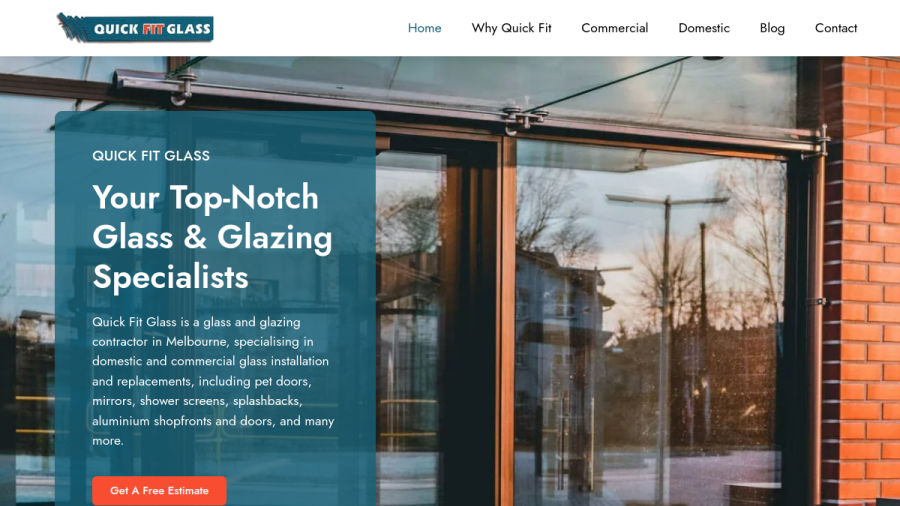 Screenshot of the Quick Fit Glass website