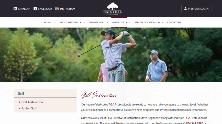 Raintree Country Club website