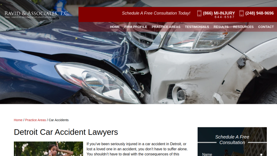 Screenshot of Ravid & Associates, P.C. website