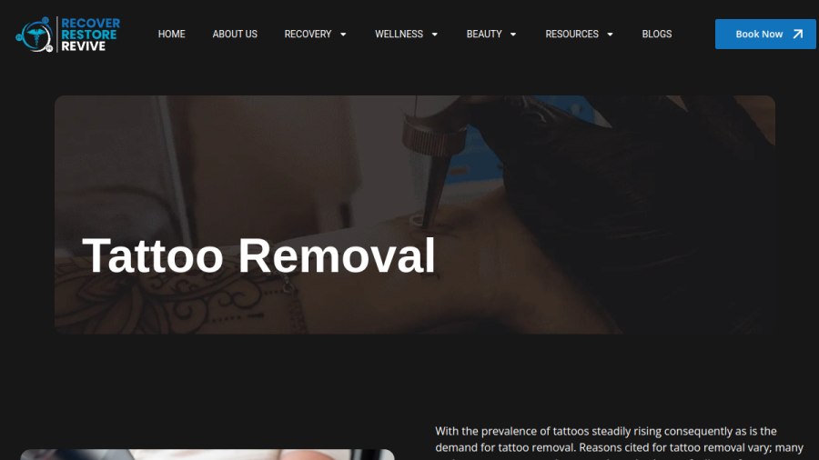 Screenshot of the Recover Restore Revive website
