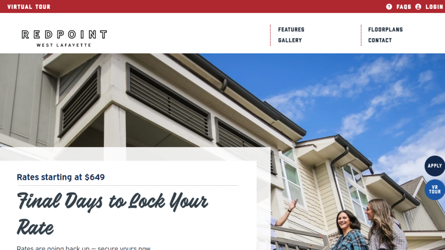 Website screenshot of Redpoint West Lafayette