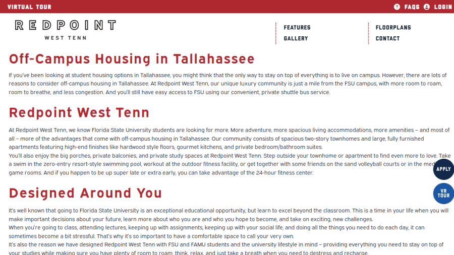 Screenshot of the Redpoint West Tenn website