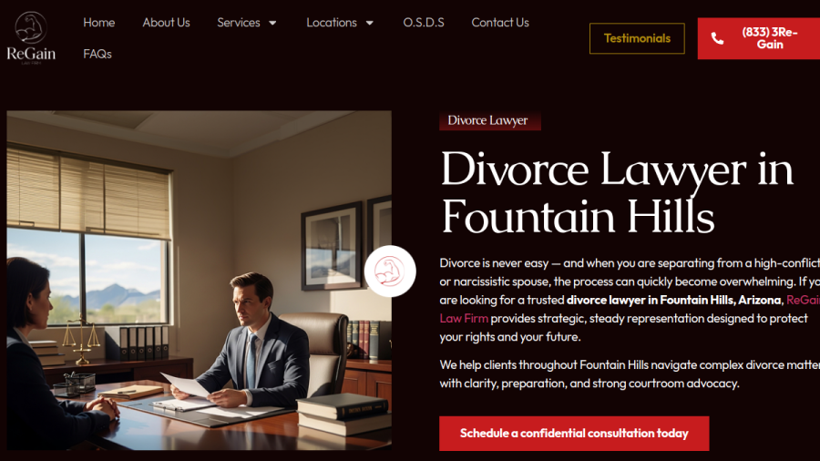 Screenshot of the ReGain Law Firm website