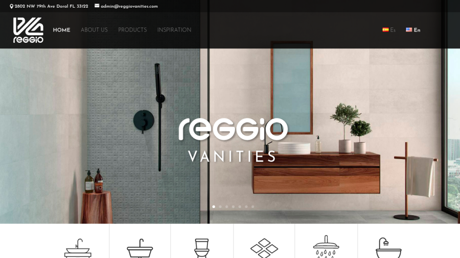 Screenshot of the Reggio Vanities website