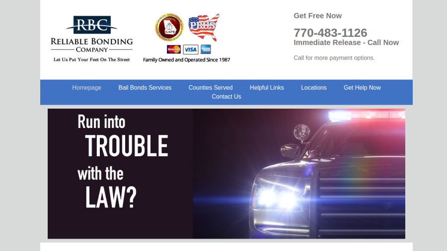 Reliable Bonding Company website
