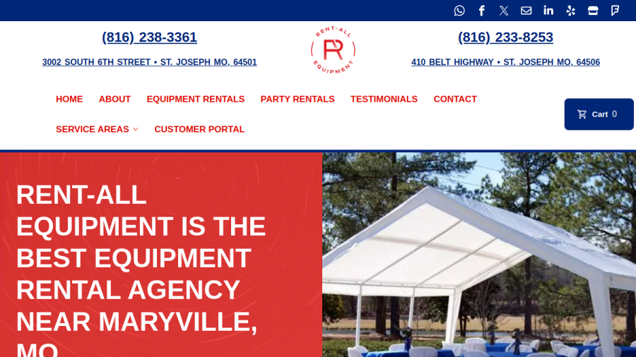 Rent-All Equipment website