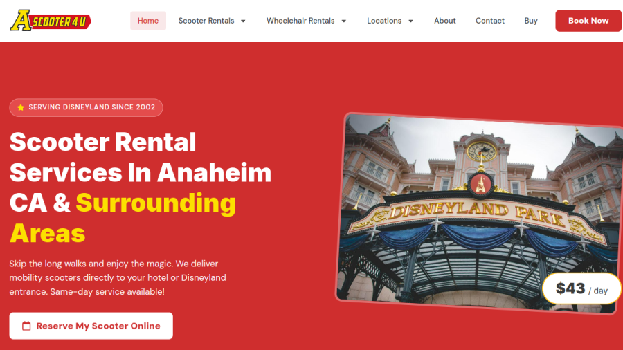 Screenshot of Mobility Scooter Rental | A Scooter 4 U website