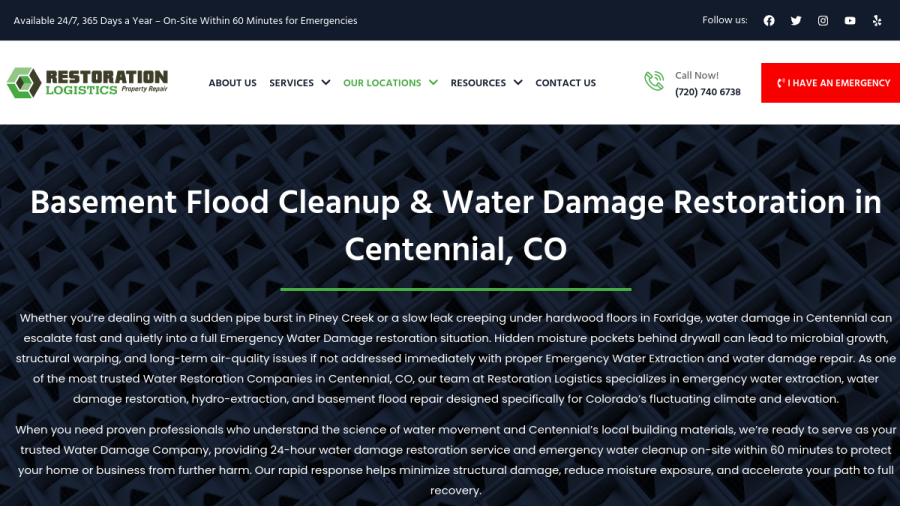 Restoration Logistics Centennial website
