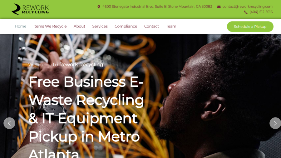 Screenshot of the Rework Recycling website