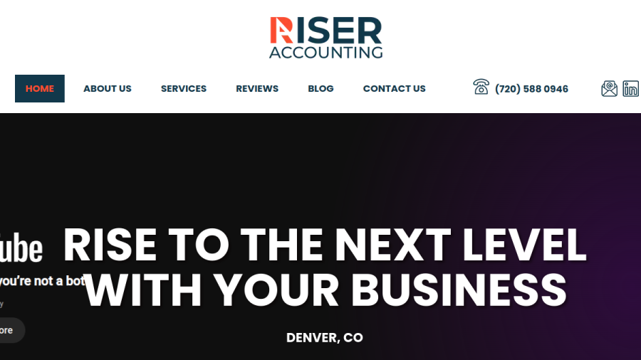 Screenshot of the Riser Accounting website