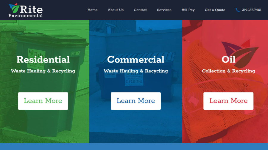 Screenshot of the Rite Environmental website