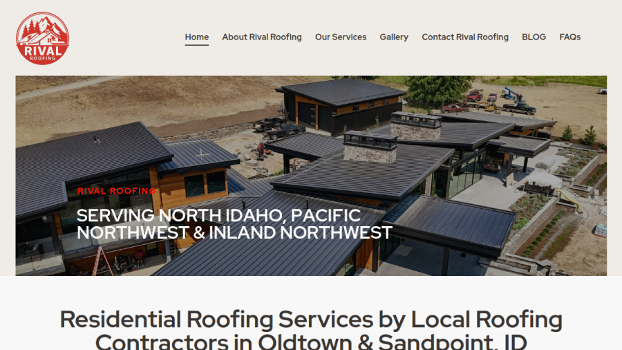 Screenshot of the Rival Roofing website
