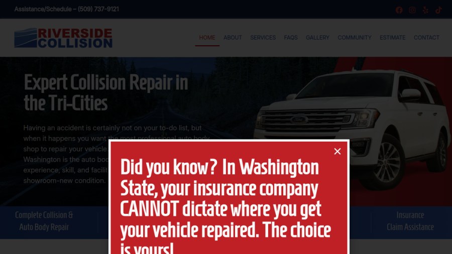 Riverside Collision website