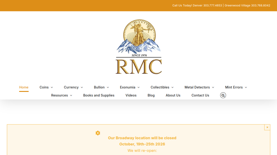 Rocky Mountain Coin website